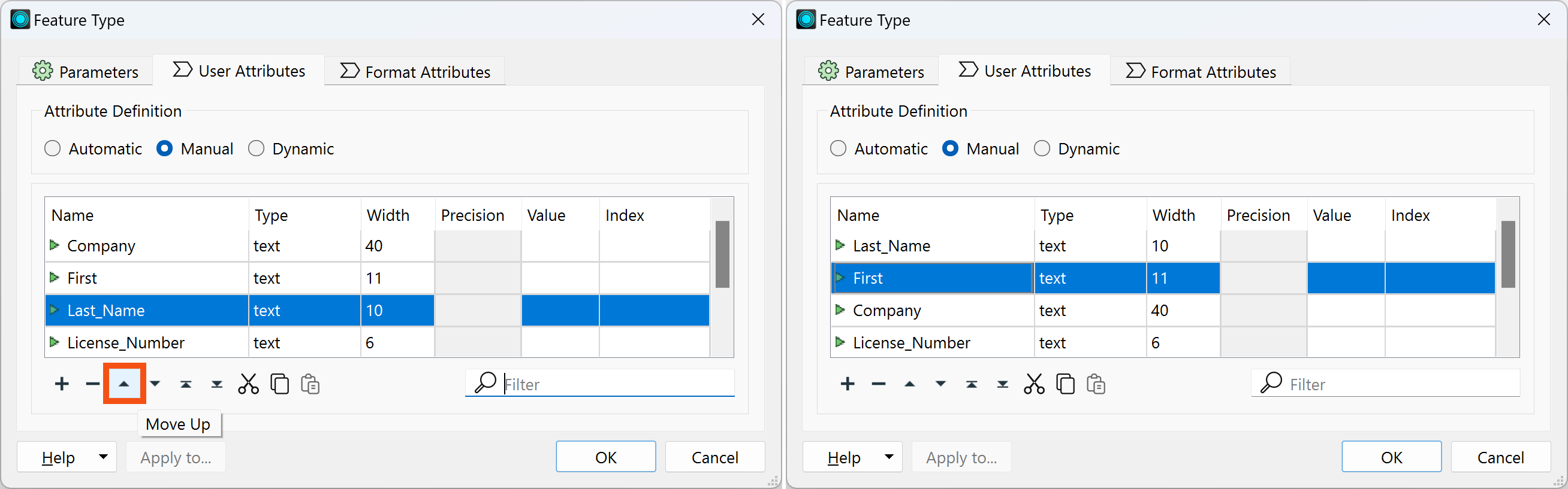 Changing attribute order